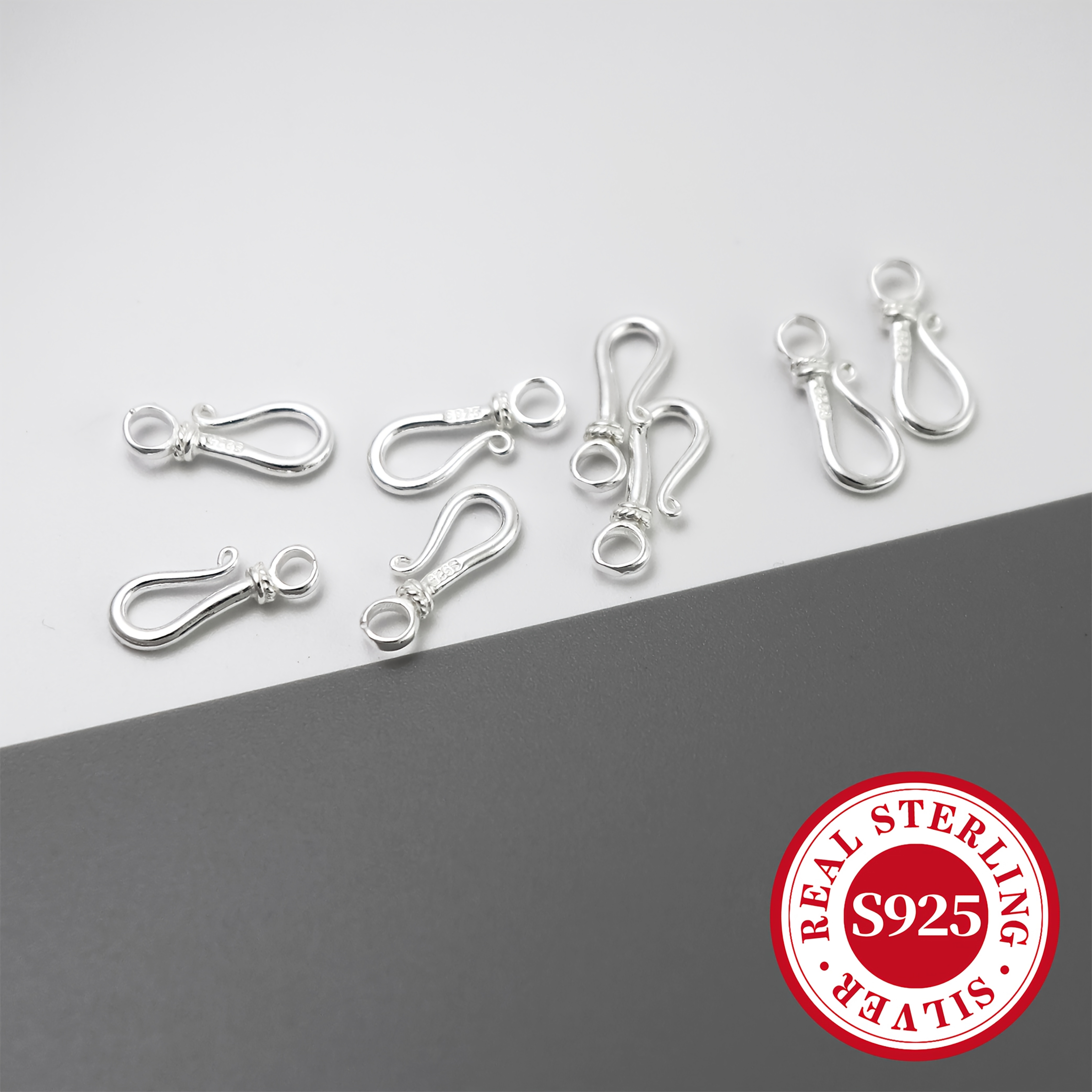 10pcs S925 Sterling Silver Question Mark Clasp Connectors